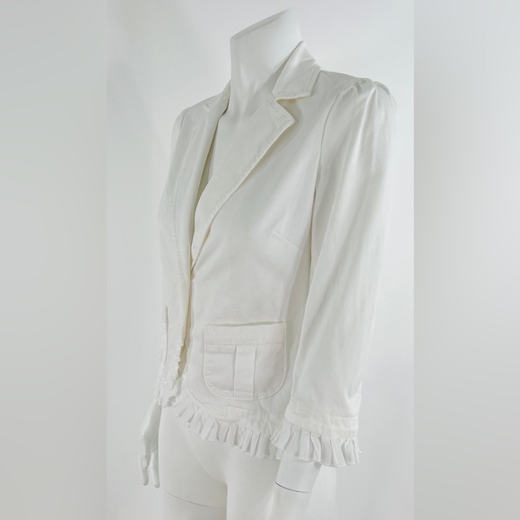 Juicy Couture Vintage Ruffle Trim Jacket White Cotton size 2 Made With Love P&G - Picture 3 of 12